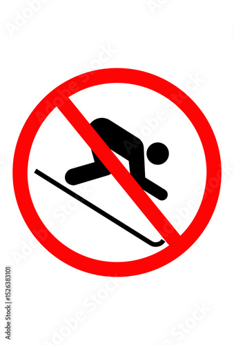 No skiing allowed here.
 Skiing prohibited zone.
 Do not ski sign
