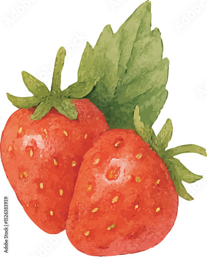 Watercolor Strawberry – Hand Painted Fruit Illustration | Generative AI