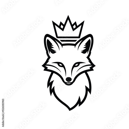 King fox head icon design black and white