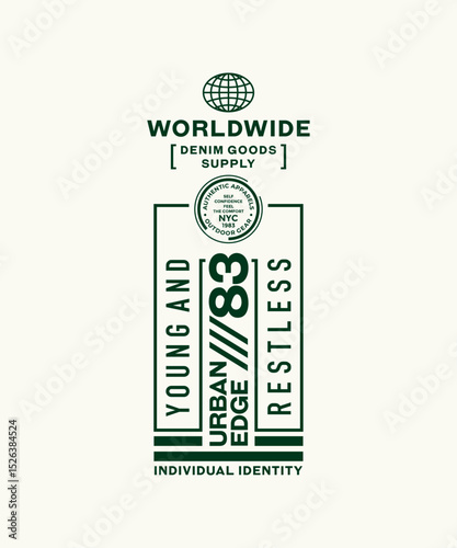 Urban edge, identity, abstract typography motivational quotes modern design slogan. Vector illustration graphics print t shirt, apparel, background, poster, banner, postcard or social media content.