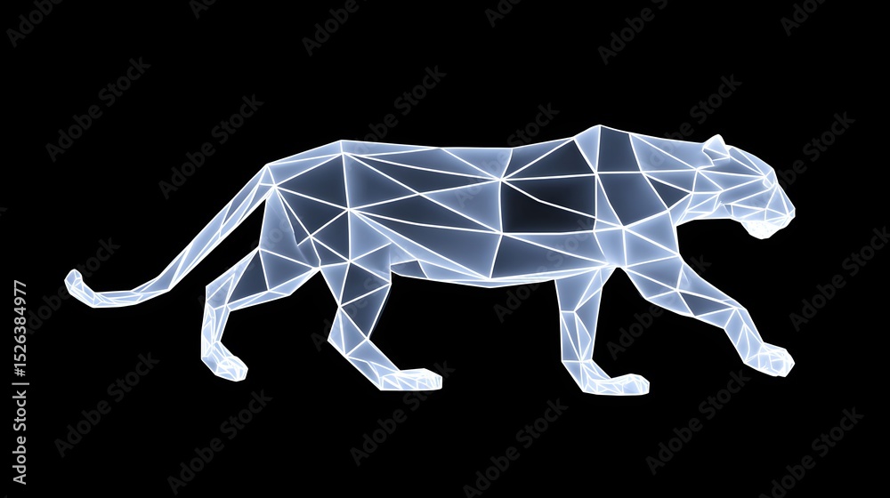 Fototapeta premium Abstract Geometric Tiger Made from Digital Lines