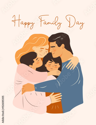 Happy Family Day. A template for greeting cards and posters. Vector illustration