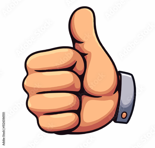 Colorful thumbs up gesture illustration on a light background, approval and positivity concept