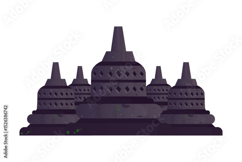Illustration of Borobudur temple with vector image