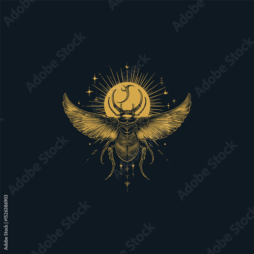Sacred scarab design vector template illustration