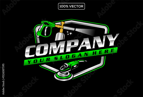 Pressure wash logo design for mobile detailing business illustration