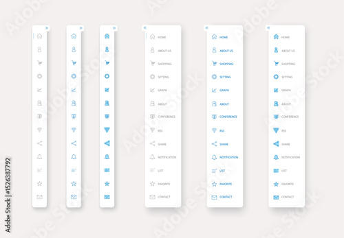 Side Navigation Menu. Vertical vector menu. UI element