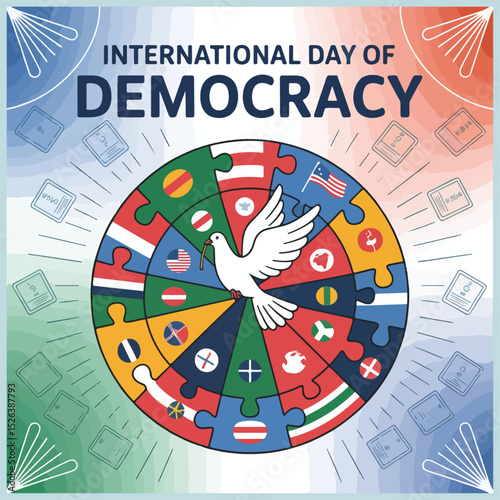 Celebrate voices, freedom, equality, and participation with bold International Day of Democracy design.