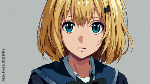 アニメ風少女のポートレート、ベクターイラスト