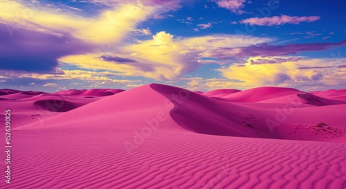 Candy Dunes A dreamy pink desert under a vibrant otherworldly sky