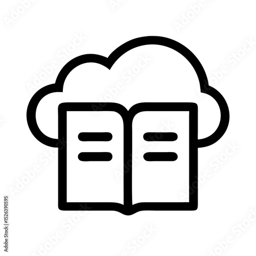 Book Icon with Cloud Symbolizing Knowledge and Information for Blogs, Websites, Education, Digital Resources, and Creative Content  