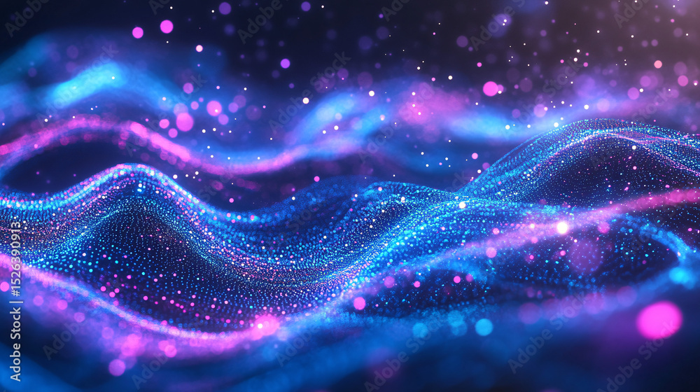 Fototapeta premium Abstract Blue and Pink Particle Wave Background