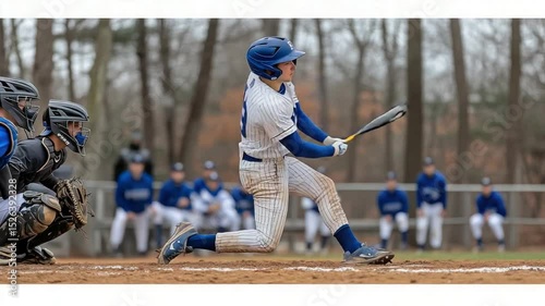 Baseball Player Batting with Spring Game.