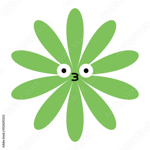 Kissing flower emoji with a cute, expressive face. A minimalistic and colorful bloom with whimsical charm.
