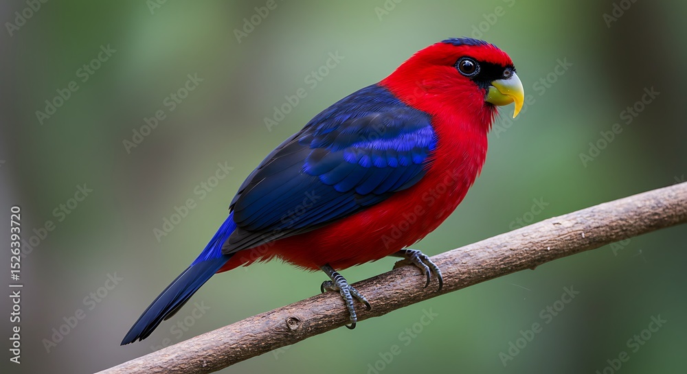 Obraz premium Red and Blue Bird on Branch