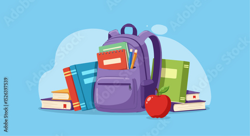 school bag with books