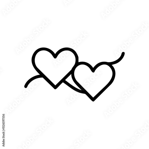 Two hearts connected by line representing love, relationship, and romantic unity.

