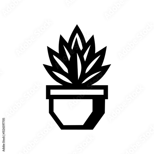 Minimalist vector logo of a potted succulent plant in a stylized pot. Clean botanical symbol for gardening, wellness, or eco branding.



