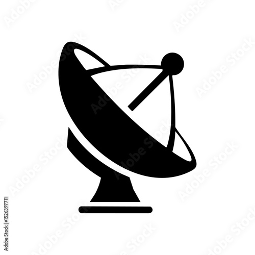Black vector logo of a stylized satellite dish for telecom or broadcasting.


