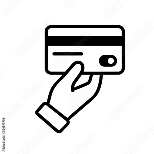 Hand holding credit card showing payment method – outline icon