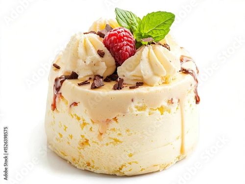 Creamy Dessert Raspberry Garnish.