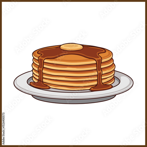 Stack of delicious pancakes on a plate with butter and chocolate