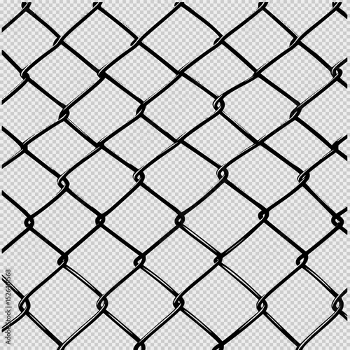 Seamless chain-link fence pattern with bold black outlines on a white background, thick simple lines, no shadows or gradients, ideal for modern design, backgrounds, and digital mockups.