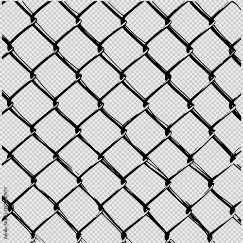 Seamless chain-link fence pattern with bold black outlines on a white background, thick simple lines, no shadows or gradients, ideal for modern design, backgrounds, and digital mockups.