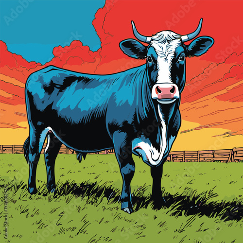 comic book style cattle illustration
