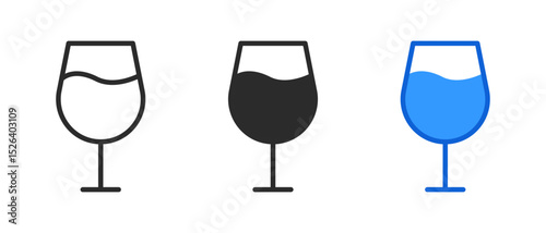 Wine glass icon symbolizing drink, beverage, celebration, alcohol, or hospitality in user interface or design.