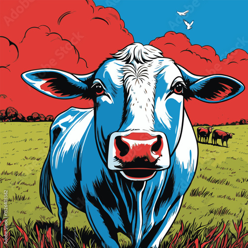 comic book style cattle illustration