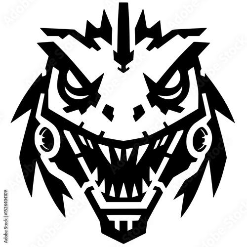Silhouette of iguana robot head