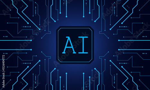 Artificial Intelligence ,AI chipset on circuit board, futuristic Technology Concept	
