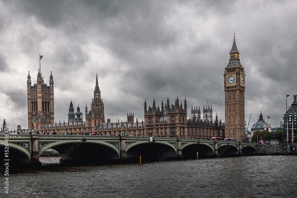 Big Ben and houses of parliament by river thames Big Ben and houses of parliament by river thames