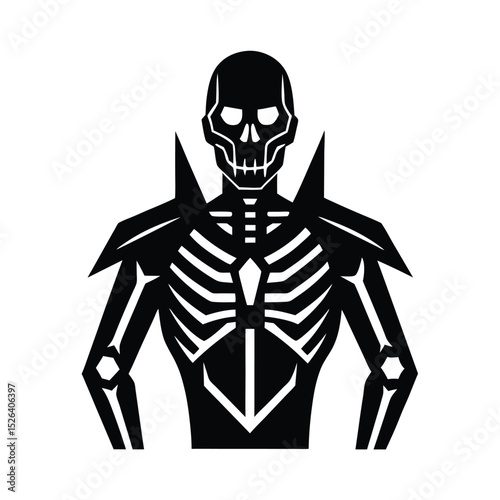 Stylized Skeleton Warrior Black and White
