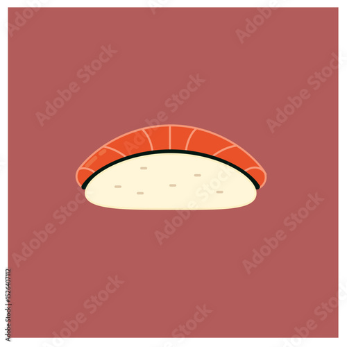 Sushi, Japanese Food Flat Design Illustration