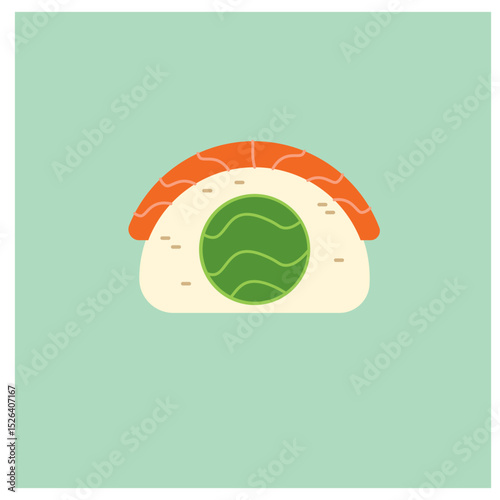 Sushi, Japanese Food Flat Design Illustration