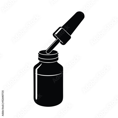 Dropper Bottle Silhouette Illustration on White Background