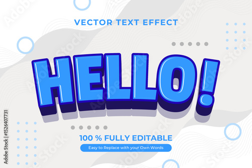 Hello Blue Editable Vector Text Effect Design