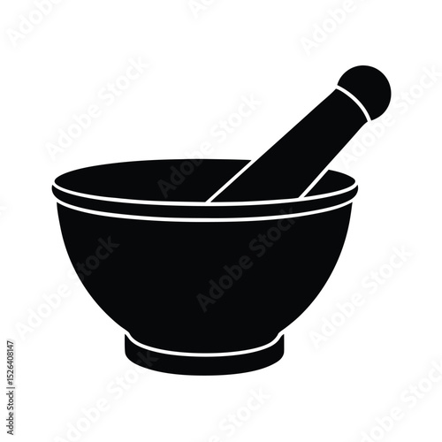 Mortar and Pestle Black Silhouette Icon