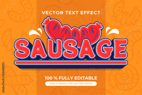 Sausage Vector Text Effect with Food Background