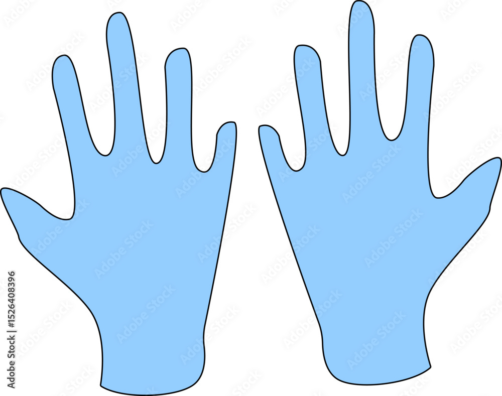 Obraz premium Vector Illustration of Blue Medical Safety Gloves for Hygiene, Healthcare, and Laboratory Protection Purposes