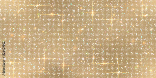 Seamless shiny multicolored sparkles surface background - bedazzled sparkling fabric texture vector illustration. Golden glittering backdrop. Shimmering abstract wallpaper.