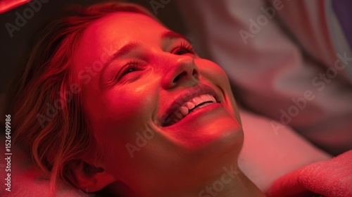 Woman enjoys red light therapy for skincare benefit