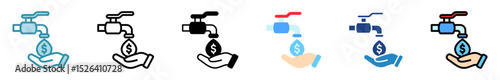 Funding Source multi style, mini illustration icon set. outline, flat, glyph, line color. vector for UI, UX, app, web, digital or print, related to education, business, research and development.