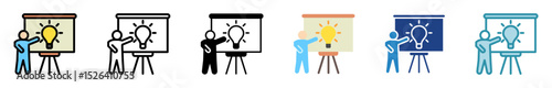 Idea Board multi style, mini illustration icon set. outline, flat, glyph, line color. vector for UI, UX, app, web, digital or print, related to education, business, research and development.
