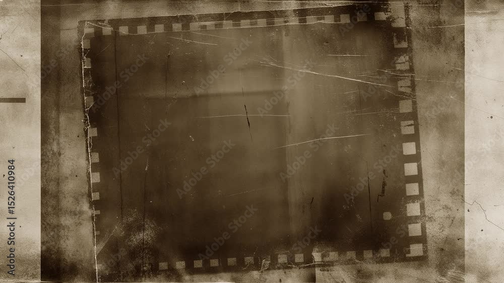 Grunge old film frame border stripe cinema movie photo sepia brown background retro vintage effect paper scratched rough shabby antique ancient worn noise grain texture copy space
