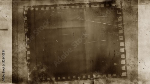 Grunge old film frame border stripe cinema movie photo sepia brown background retro vintage effect paper scratched rough shabby antique ancient worn noise grain texture copy space
