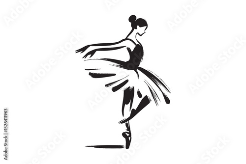 Ballet dancer silhouettes ink brush style vector illustration
