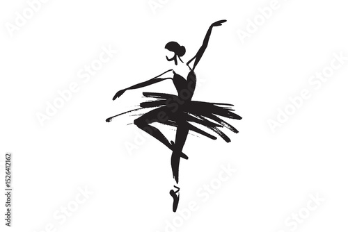 Ballet dancer silhouettes ink brush style vector illustration

